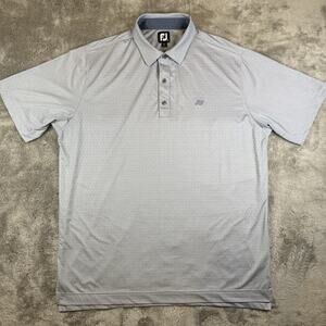 FootJoy Golf Polo Shirt Mens XL Gray Conch Shell Logo Swirl Print Performance
